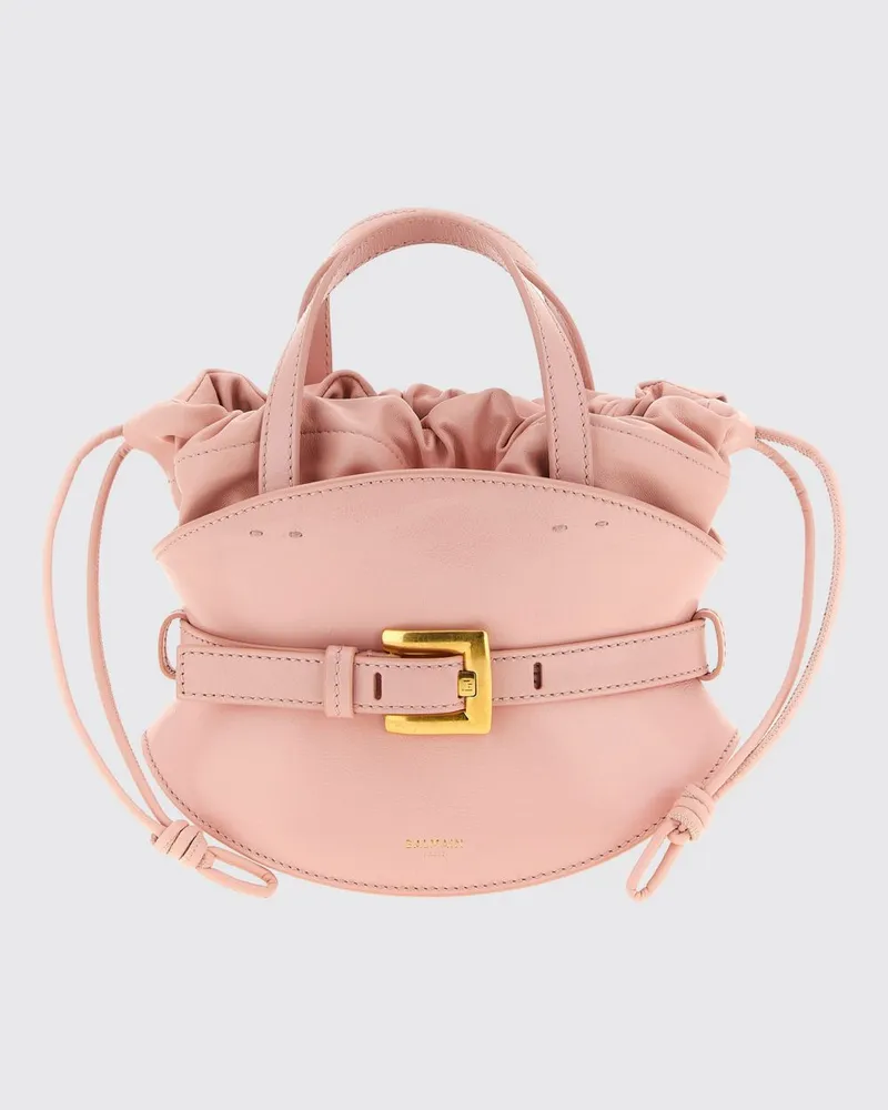 Balmain Shuffle Leder-Handtasche in Sanduhrform mit Kordelzug Pink