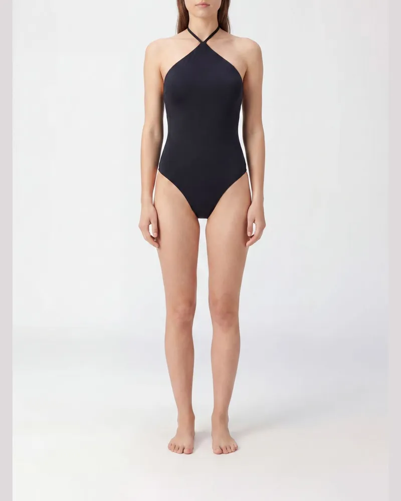 Jacquemus Einteiliger Badeanzug von mit offenem Rücken und Bindebändern Schwarz