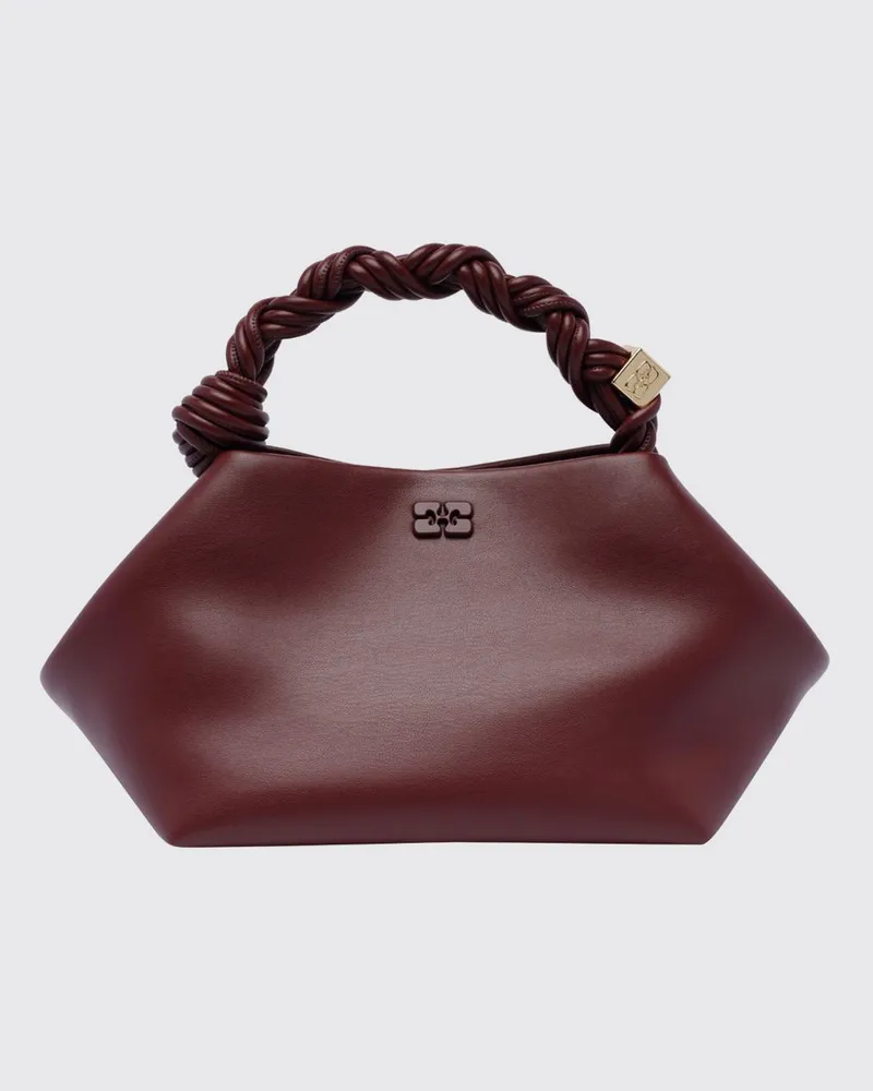 Ganni Bou Handtasche aus recyceltem Leder mit geflochtenem Griff und Logo Rot