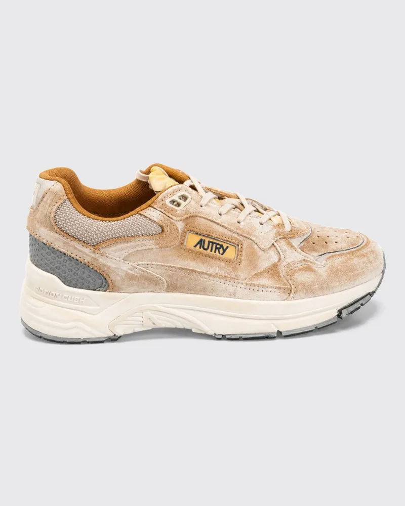 AUTRY Zweifarbige Hyperway Wildleder-Sneaker mit Used-Effekt Milch