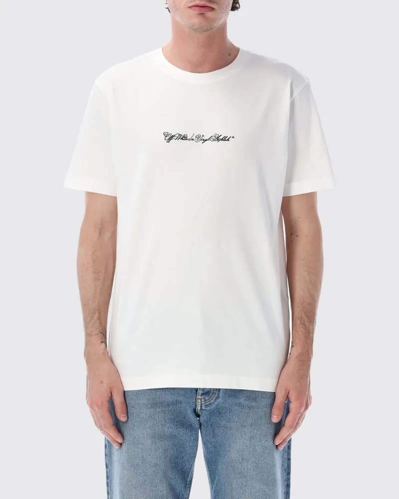 OFF-WHITE Baumwoll-T-Shirt mit Pfeil-Logo Weiß