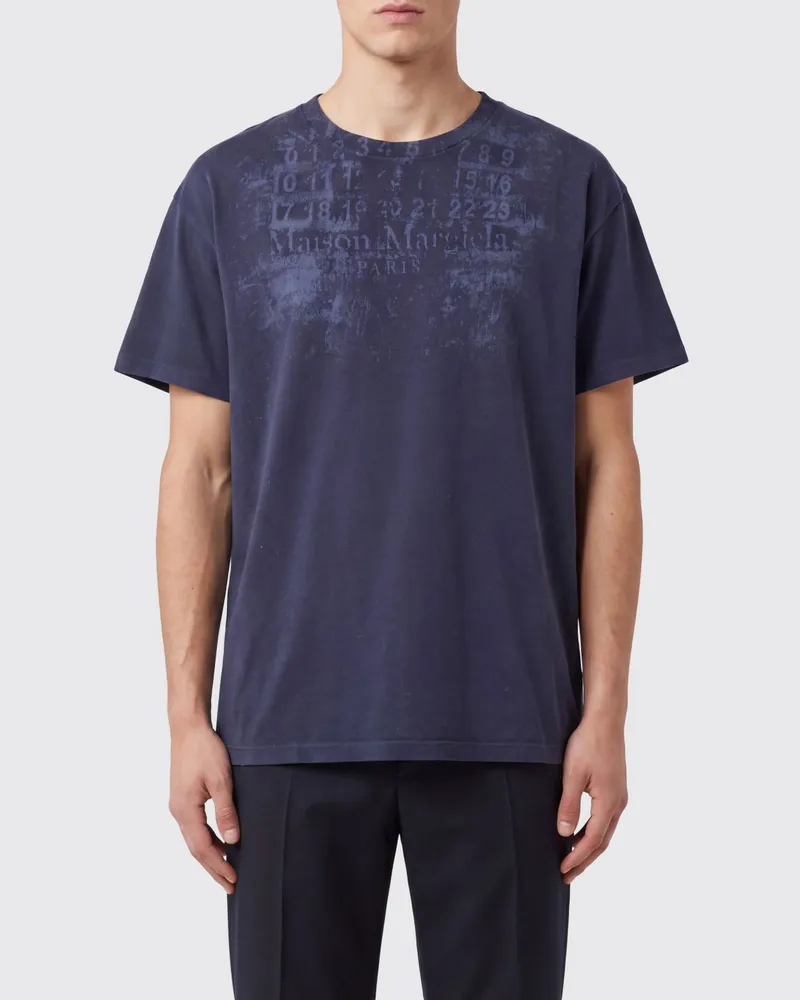 Maison Margiela T-Shirt aus Baumwolle mit numerischem Logo und überschnittenen Schultern Schwarz