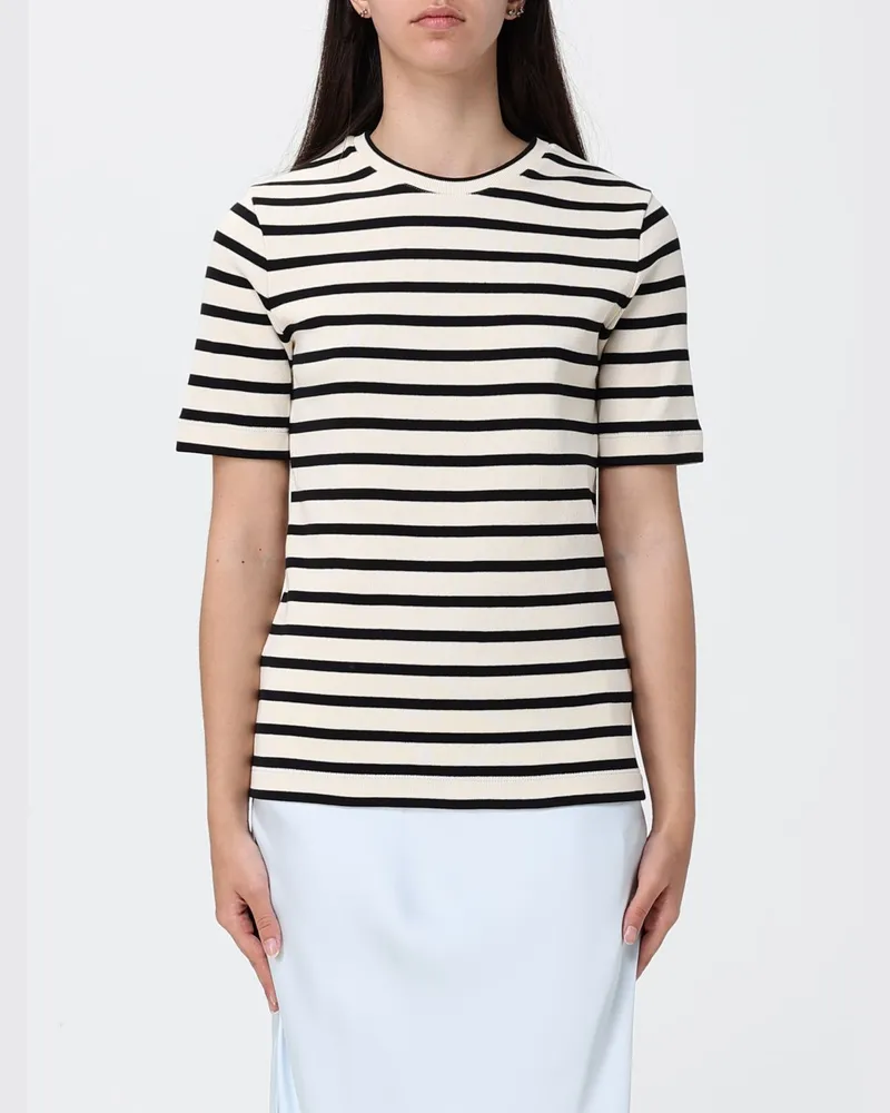 Jil Sander Gestreiftes T-Shirt Weiß