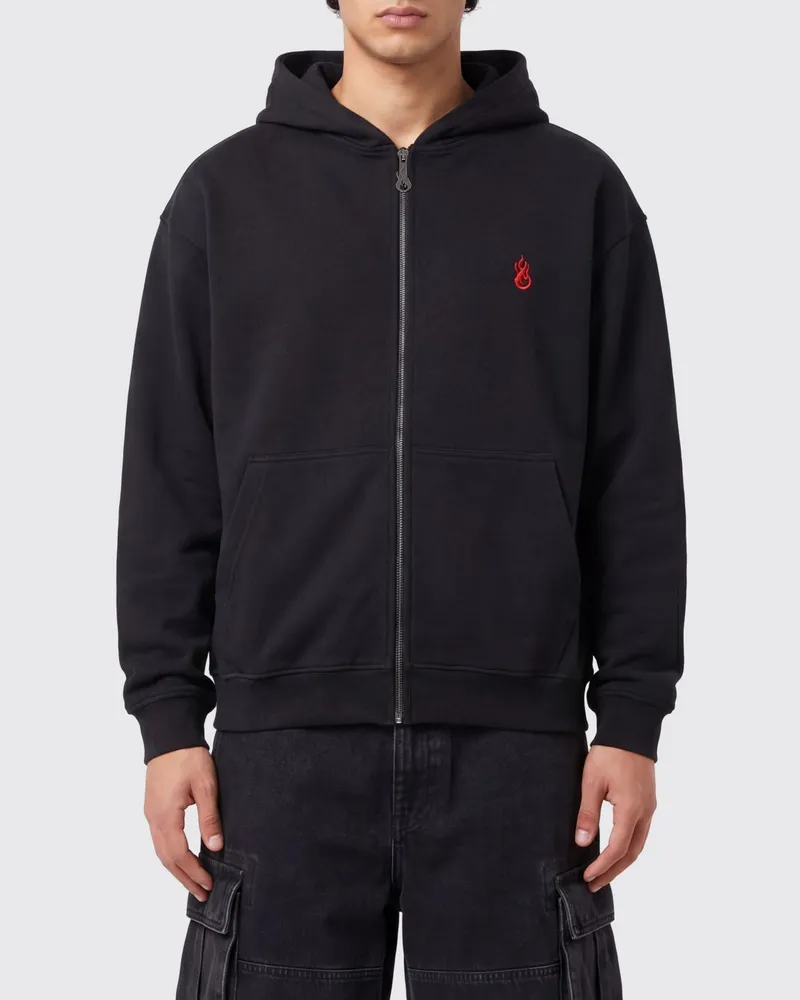 Vision Of Super Kapuzen-Sweatshirt aus Baumwolle mit Reißverschluss und Kontrastlogo Schwarz
