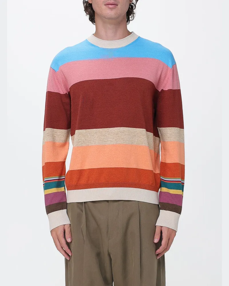 Paul Smith Mehrfarbig gestreifter Pullover aus Baumwoll-Leinen-Mischung mit Rundhalsausschnitt Bunt