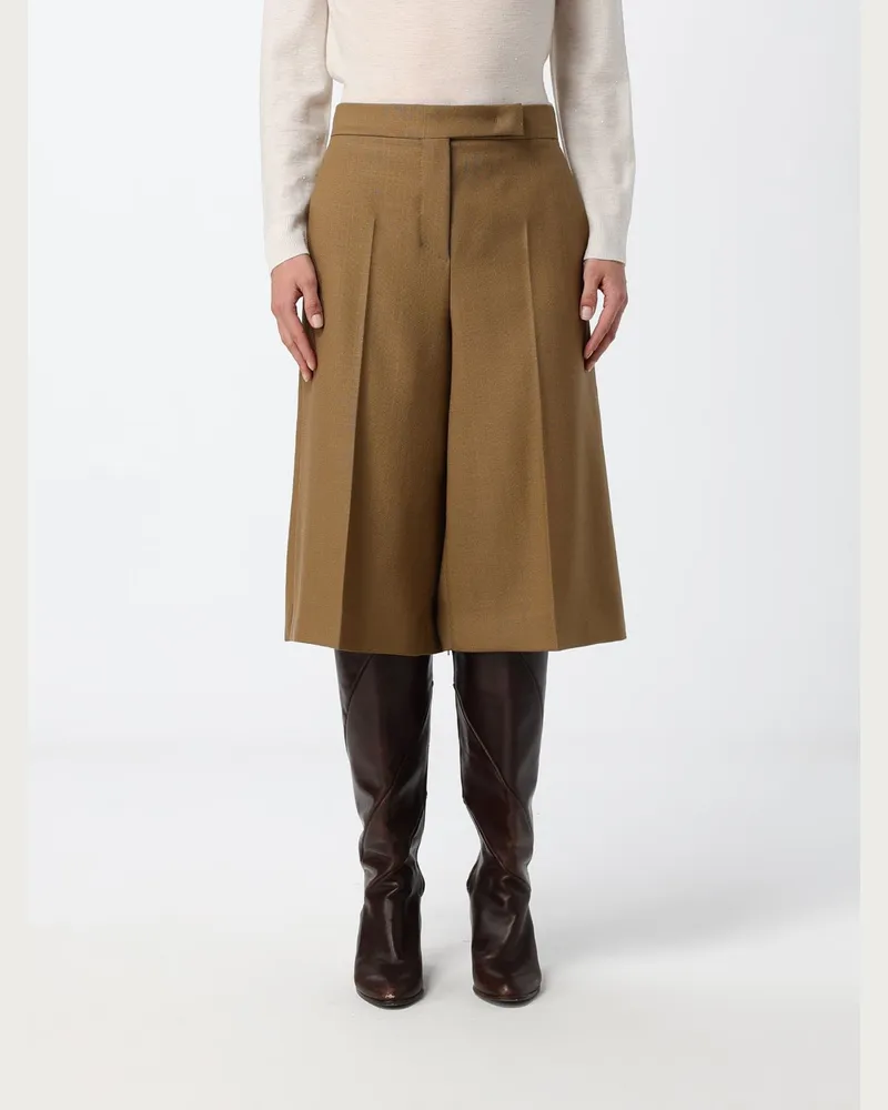 Max Mara Knielange, hoch taillierte Shorts aus Schurwolle mit sartorialem Schnitt Camel