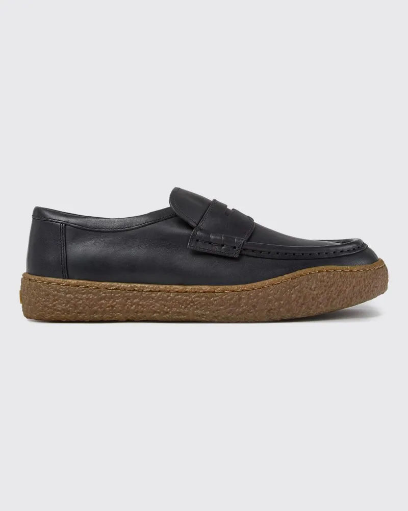 Camper Peu Terreno Loafer von aus Glattleder mit Riemen und Mokassinnaht Schwarz