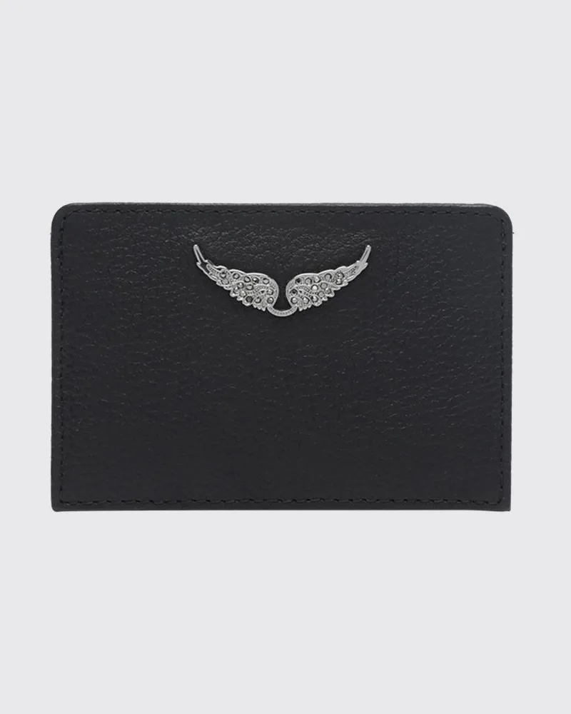Zadig & Voltaire ZADIG  VOLTAIRE Kartenetui aus genarbtem Rindsleder Zadig & Voltaire mit appliziertem Logo Schwarz