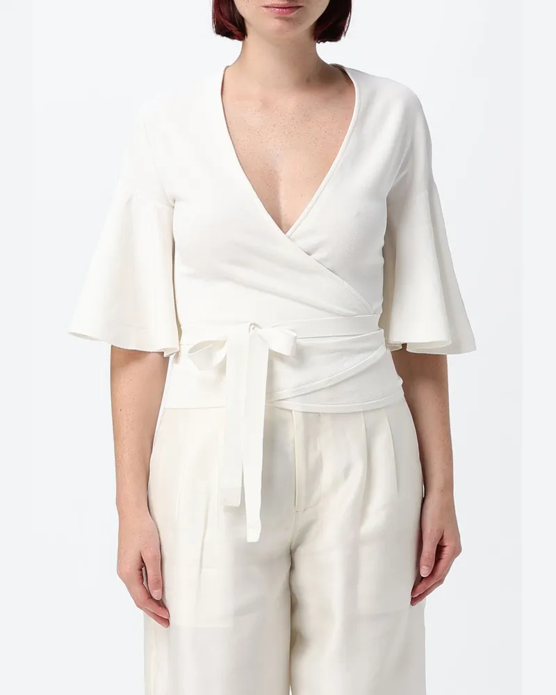 Jacquemus Slim Fit V-Ausschnitt Top mit Bindebändchen Weiß