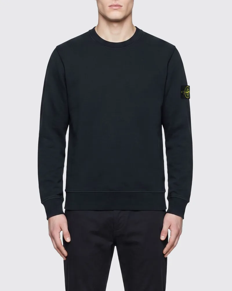 Stone Island Rundhals-Sweatshirt aus Baumwolle mit Compass-Logo-Patch Navy