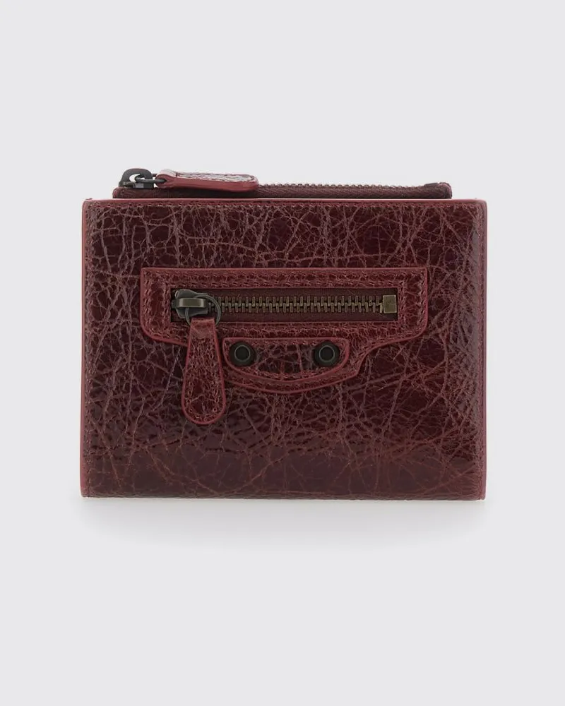 Balenciaga Le City Bifold-Geldbörse aus Arena-Lammleder Burgunderrot