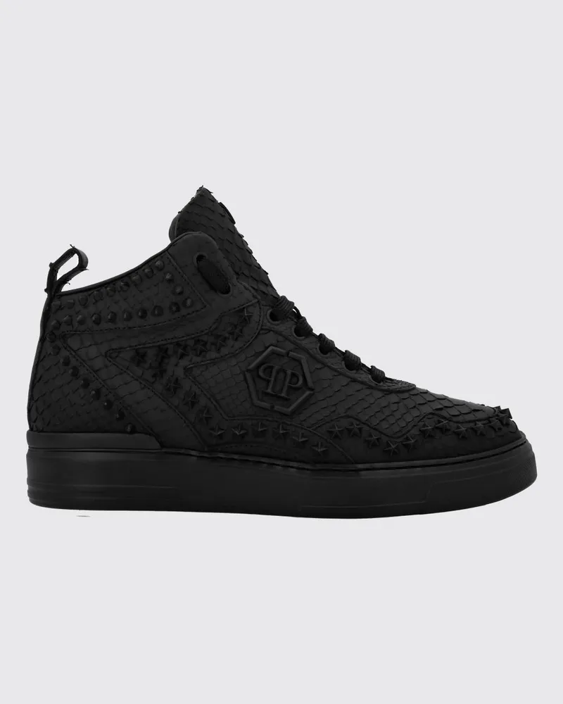 Philipp Plein Sneakers aus Pythonleder mit Sternnieten Schwarz