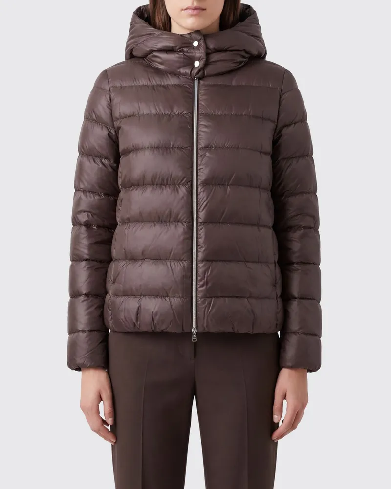 Herno Kurze wasserabweisende Stepp-Daunenjacke von aus Nylon mit Kapuze Braun