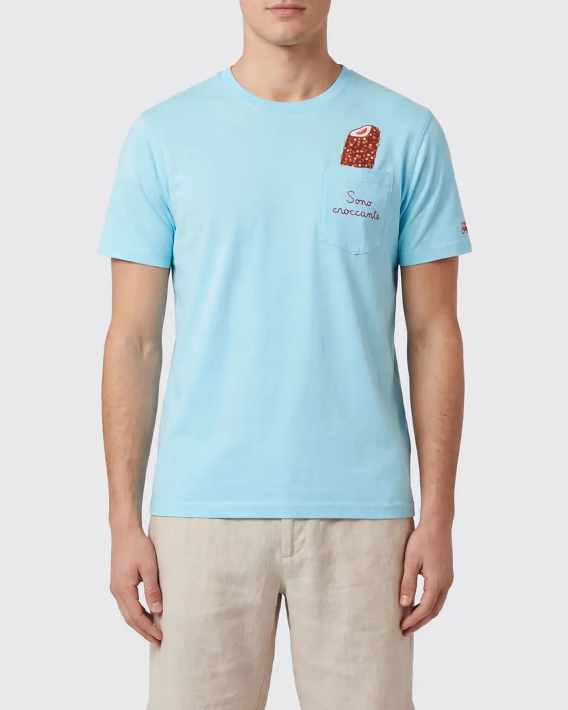 MC2 Saint Barth Baumwoll-T-Shirt mit Logo Hellblau
