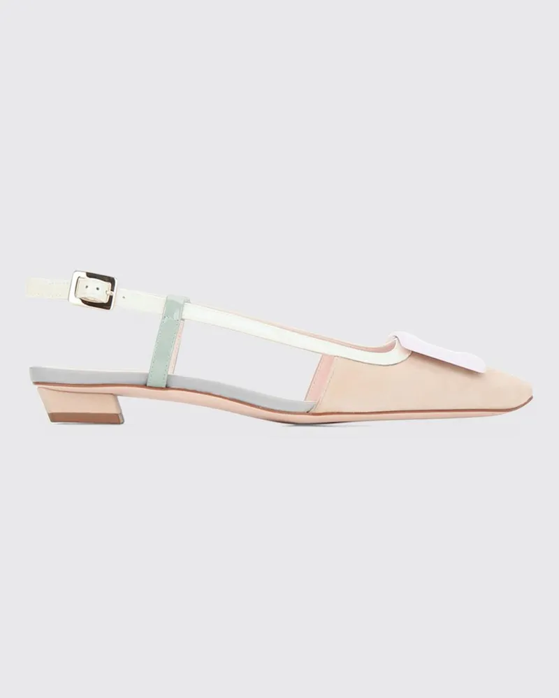 Roger Vivier Zweifarbige Belle Vivier Slingback-Ballerinas von aus Leder Beige