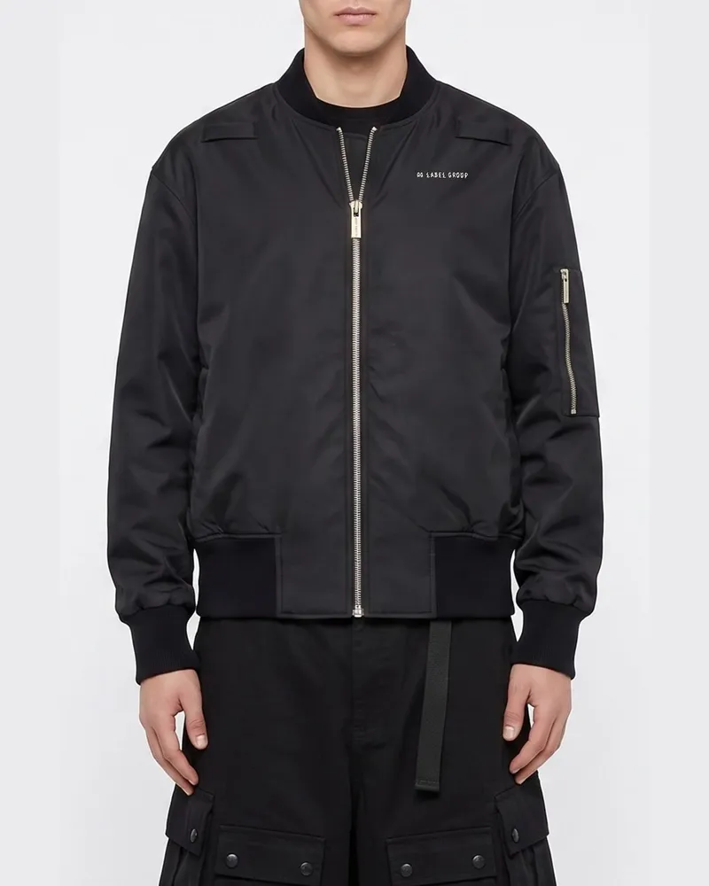 44 LABEL GROUP Bomberjacke aus Nylon mit Rückenlogo und Bomberkragen Schwarz