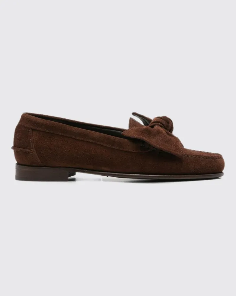 HEREU Corbati Penny-Loafer aus Veloursleder mit dekorativer Schleife Braun