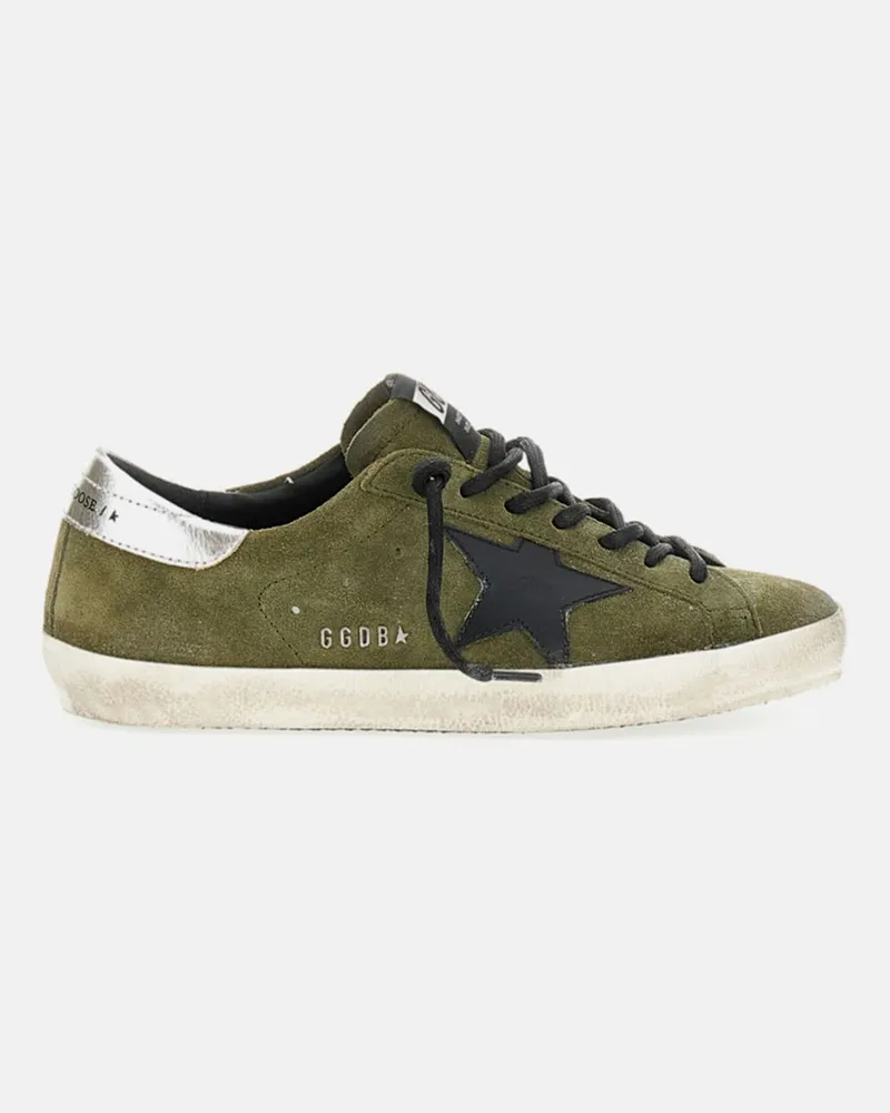Golden Goose Super-Star Sneakers aus Veloursleder mit Distressed-Effekt Grün