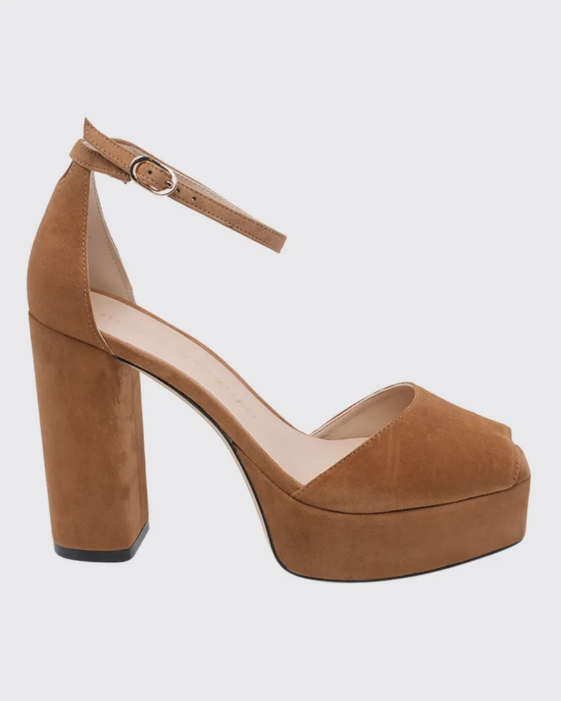 Stuart Weitzman Wildleder-Sandalen von mit Plateau und hohem Blockabsatz Braun