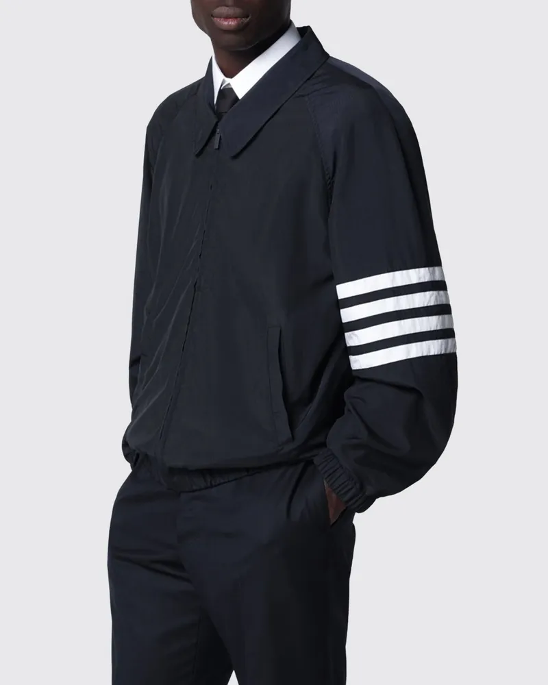 Thom Browne Bomberjacke aus Nylon mit klassischem Kragen und Reißverschluss Blau