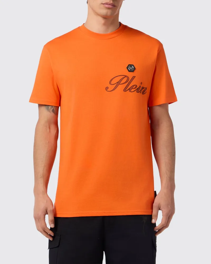 Philipp Plein Baumwoll T-Shirt mit Logo Orange
