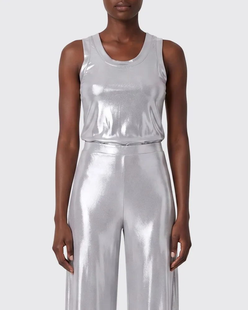 Norma Kamali Ärmelloses Slim-Fit-Top von mit U-Ausschnitt Stahl