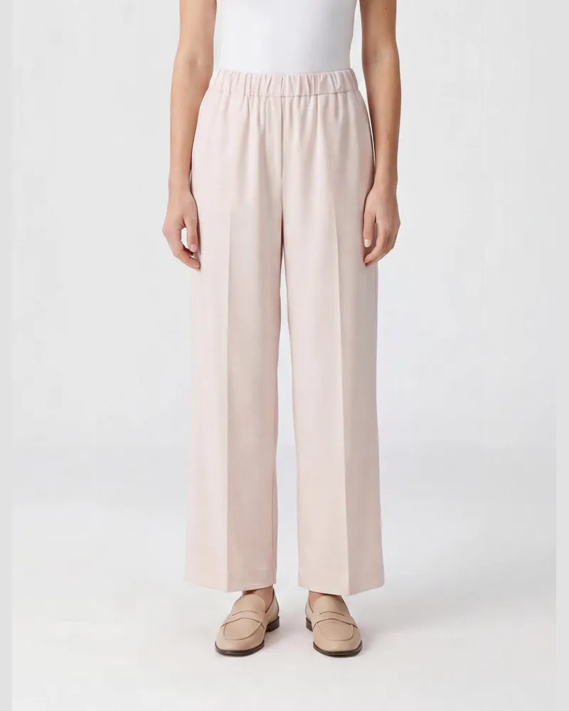 Fabiana Filippi Palazzo-Hose mit hoher Taille aus Viskose und Monili-Detail Beige