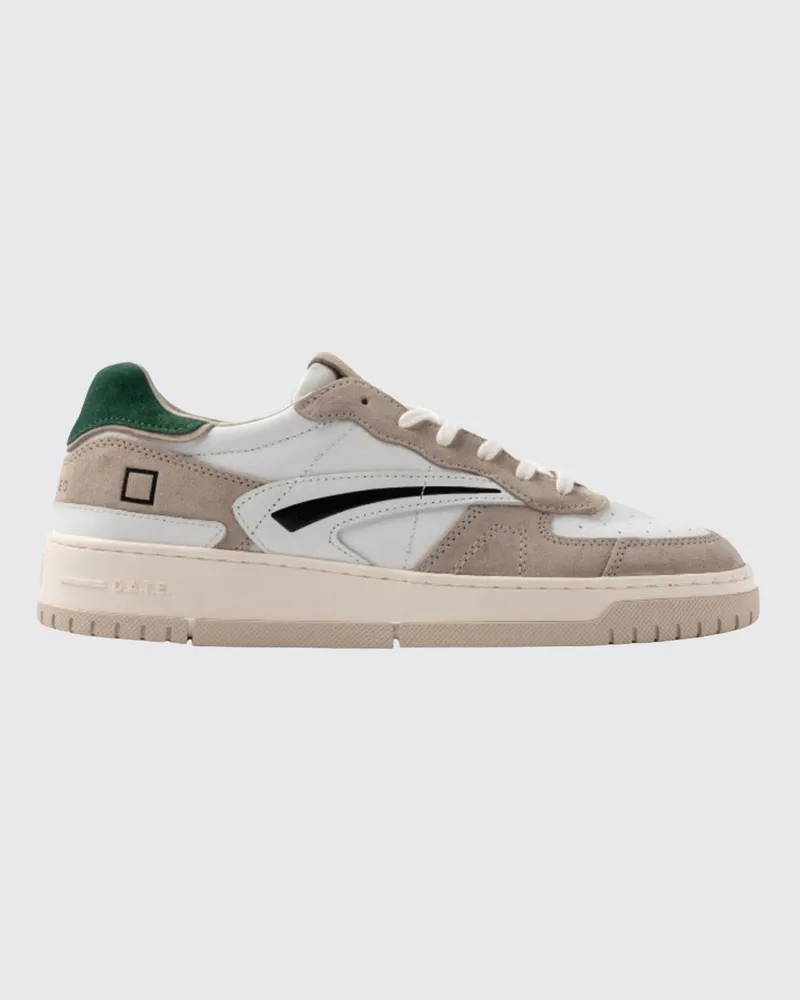 D.A.T.E. Zweifarbige Torneo Low-Top-Sneaker aus Leder und Veloursleder Weiß