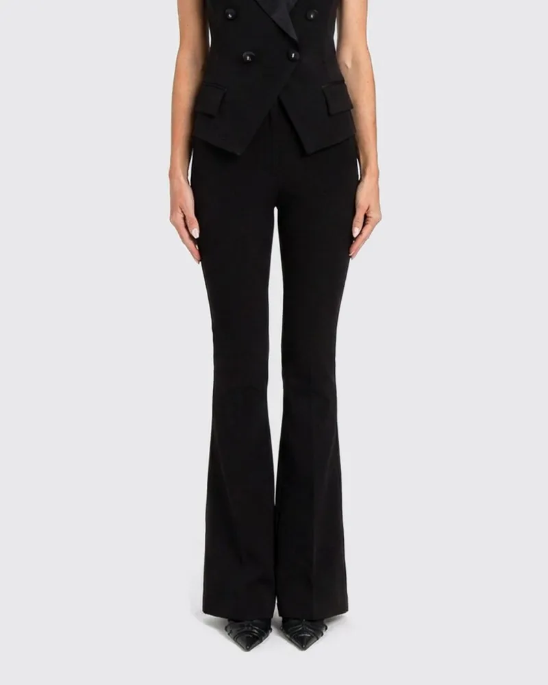 Twin-Set Ausgestellte Hose aus Viskosemischung Schwarz