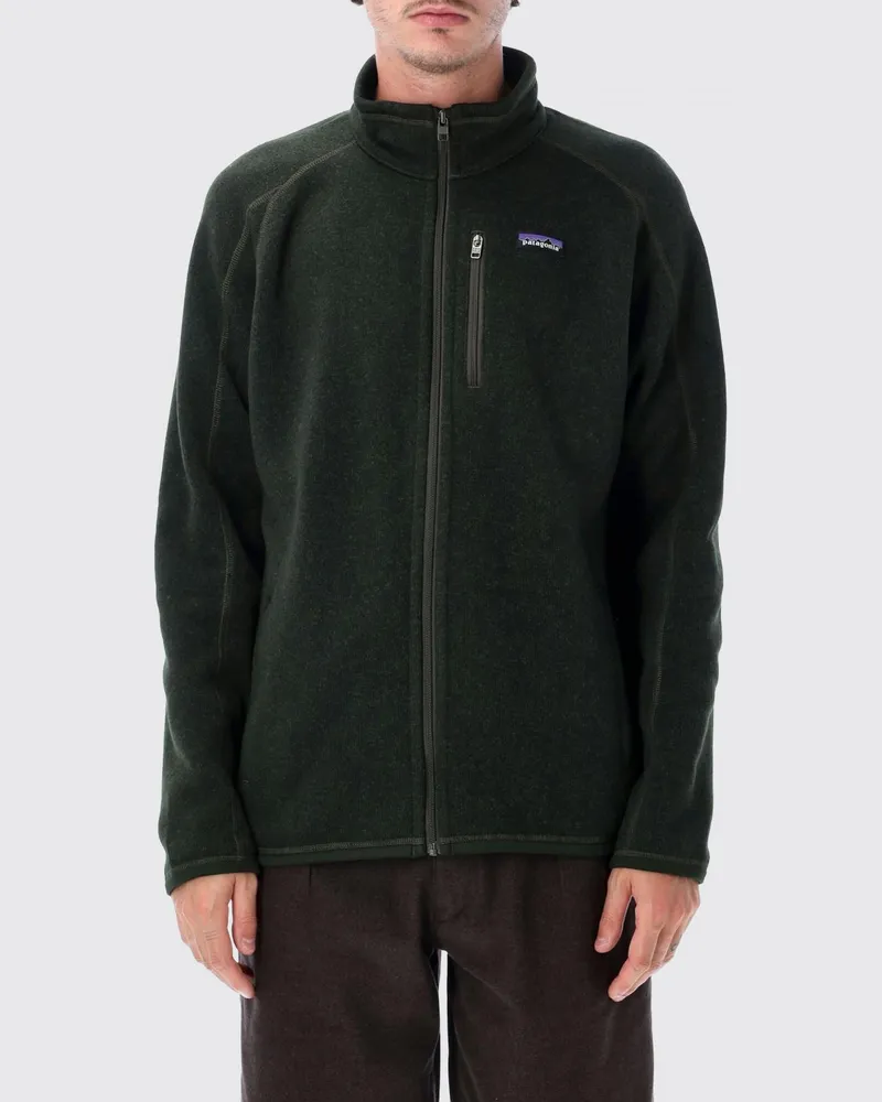 Patagonia Fleecejacke aus recyceltem Polyester mit durchgehendem Reißverschluss und hohem Kragen Grün