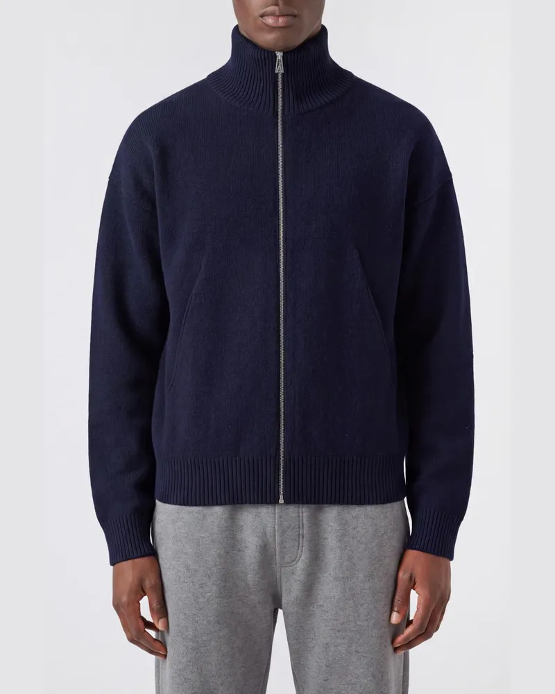 Axel Arigato Woll-Cardigan mit Reißverschluss und Rollkragen von Navy