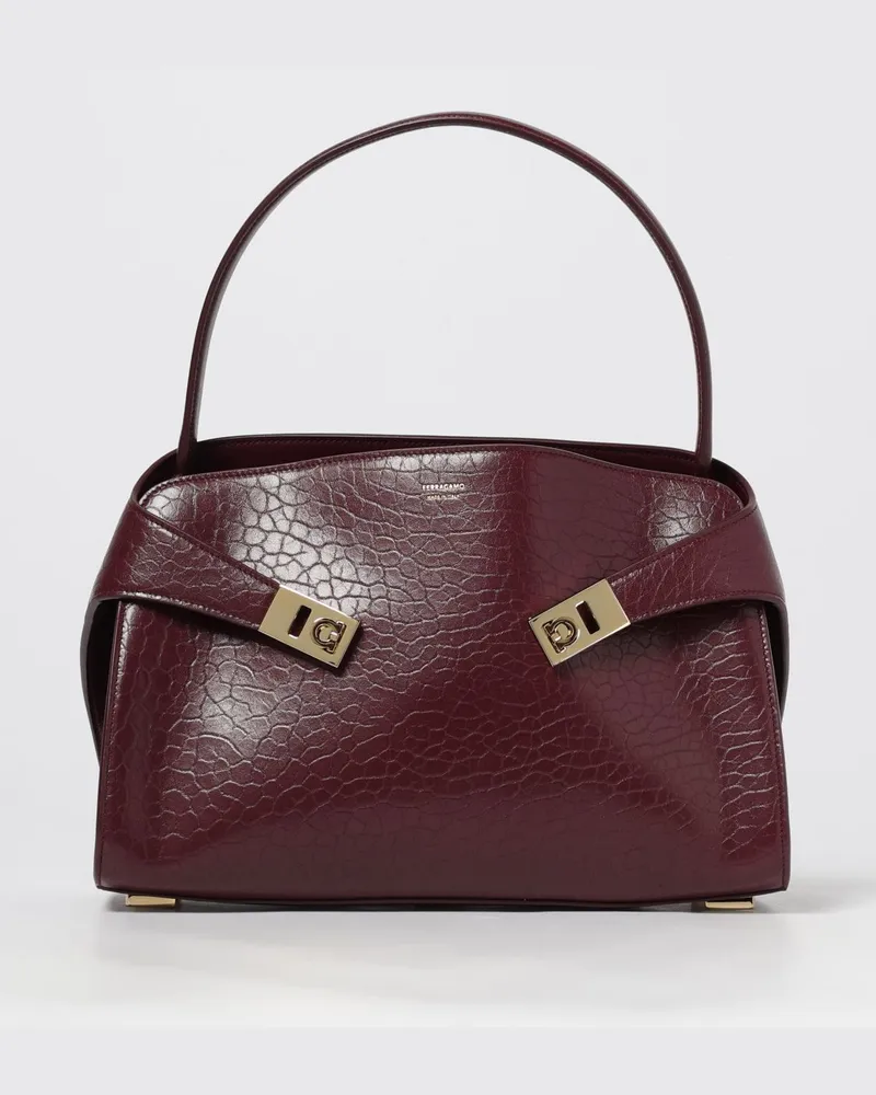 Ferragamo Schultertasche damen Burgunderrot