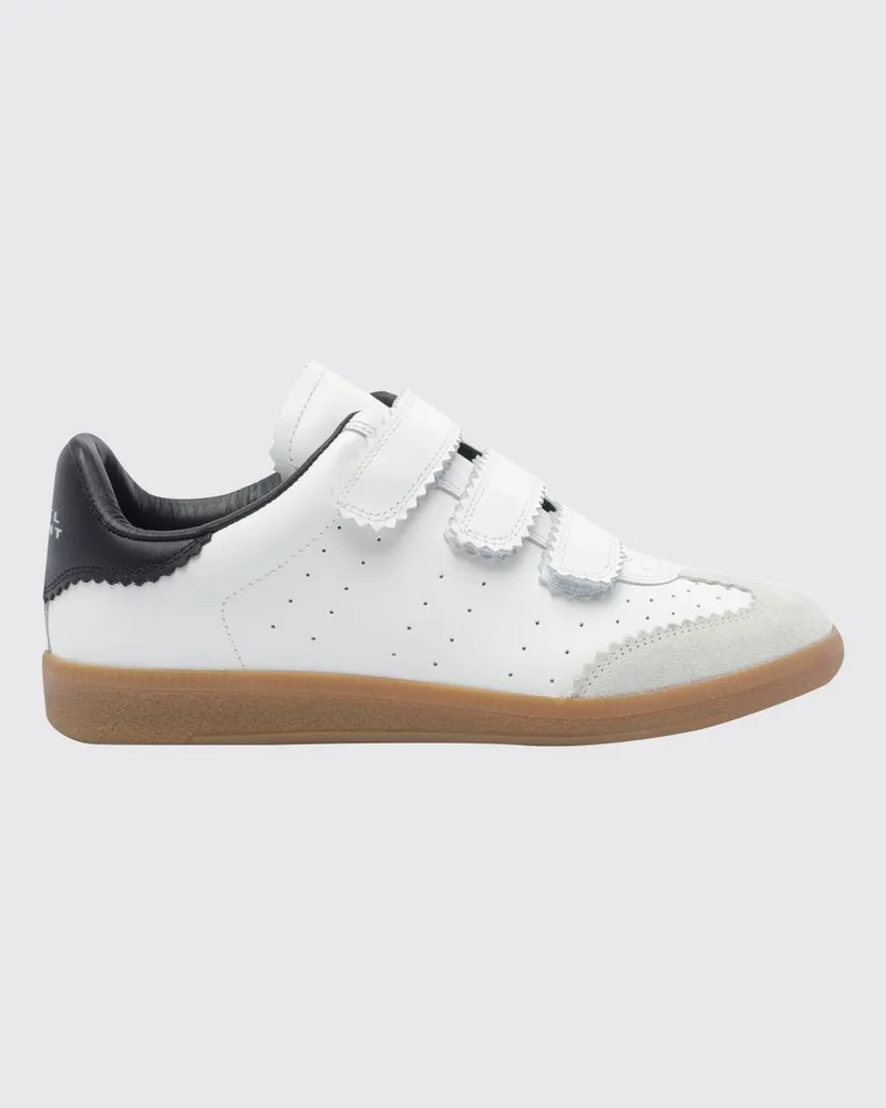 Isabel Marant Beth Sneaker aus Leder und Wildleder mit Klettverschluss und Logo Weiß
