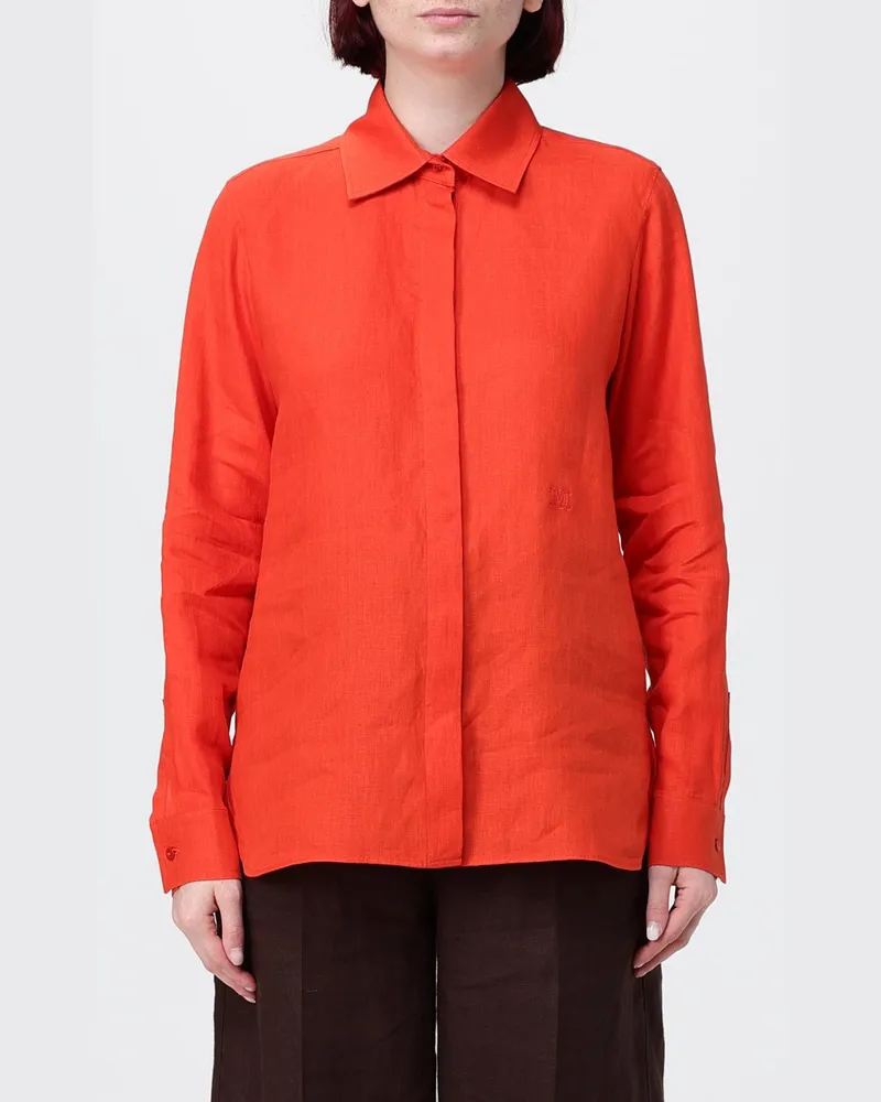 Max Mara Klassisches Leinenhemd Korall