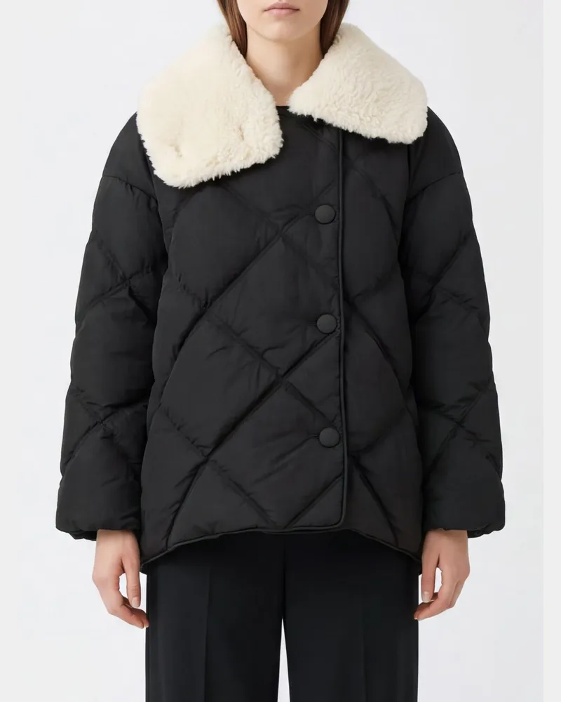 IENKI IENKI Nylon-Daunenjacke Shearling Queen mit asymmetrischem Verschluss Schwarz