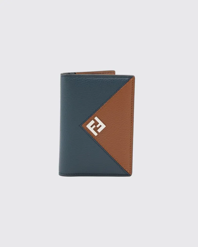 Fendi Lui Bifold-Kartenetui von aus genarbtem Leder mit FF-Monogramm Blau