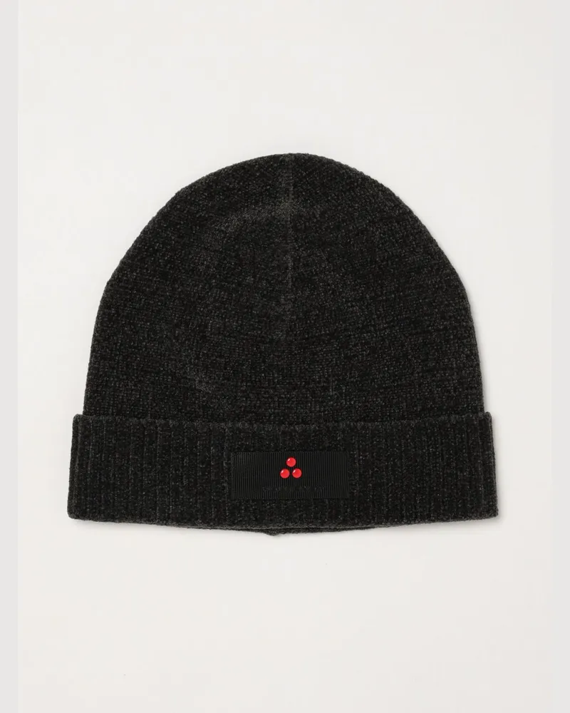 Peuterey Beanie-Mütze aus Funktionsgewebe mit Umschlag und Logo-Applikation Grau