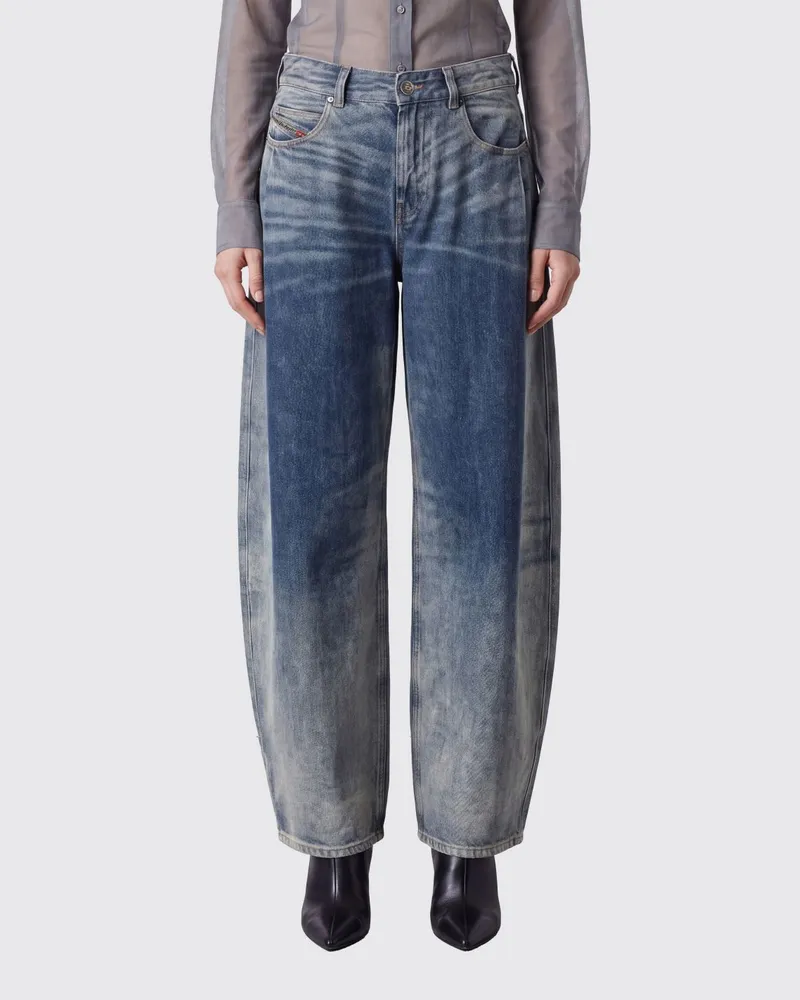 Diesel 1987 D-Khelz Mid-Rise Baggy Jeans aus Denim mit Used-Effekt Blau