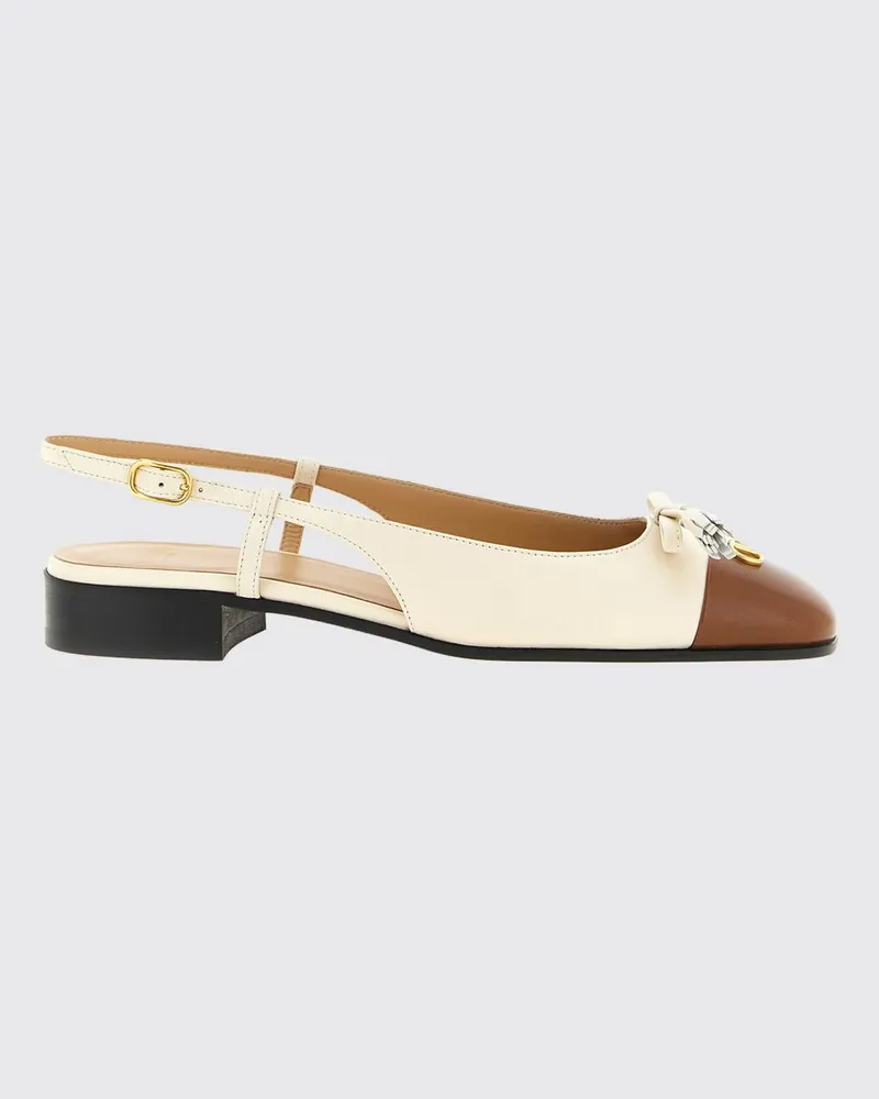 Valentino Garavani Zweifarbige Valet Du Roi Slingback-Ballerinas aus Leder mit VLogo Schwarz