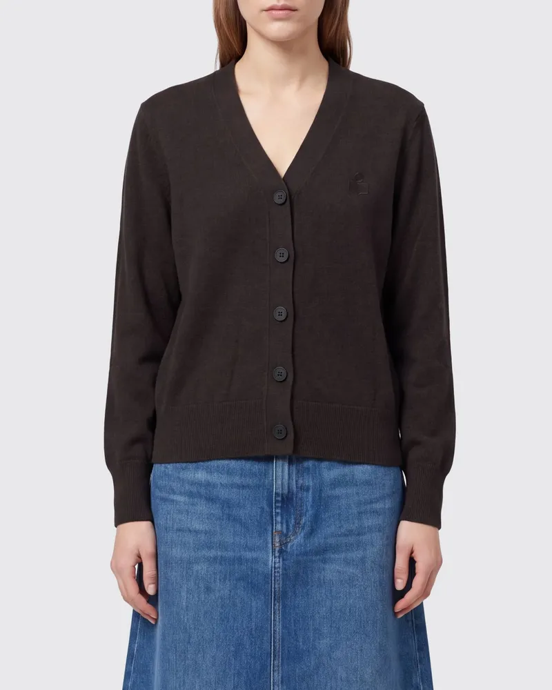 Étoile Isabel Marant Cardigan aus Baumwoll-Woll-Mischung mit Flock-Logo Braun