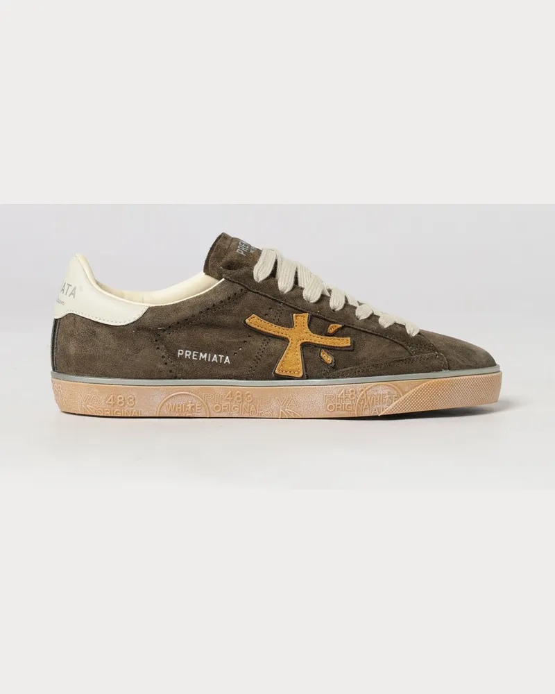Premiata Steven Sneaker aus Kalbsleder mit kontrastierendem Logo Grün