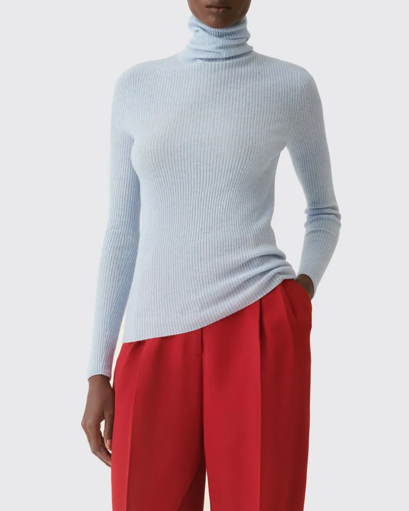 Fabiana Filippi Slim Fit Rollkragenpullover aus Woll-, Seiden- und Kaschmirmischung Hellblau