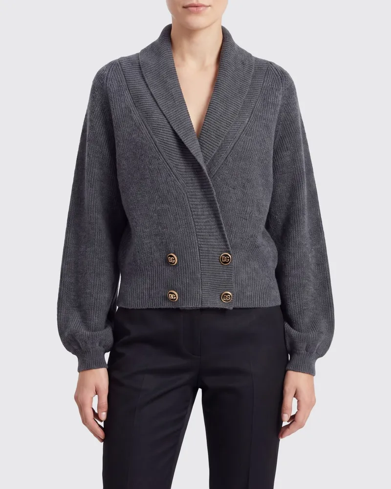 Dolce & Gabbana DOLCE  GABBANA Zweireihiger Wollcardigan von Dolce & Gabbana mit Schalkragen Charcoal