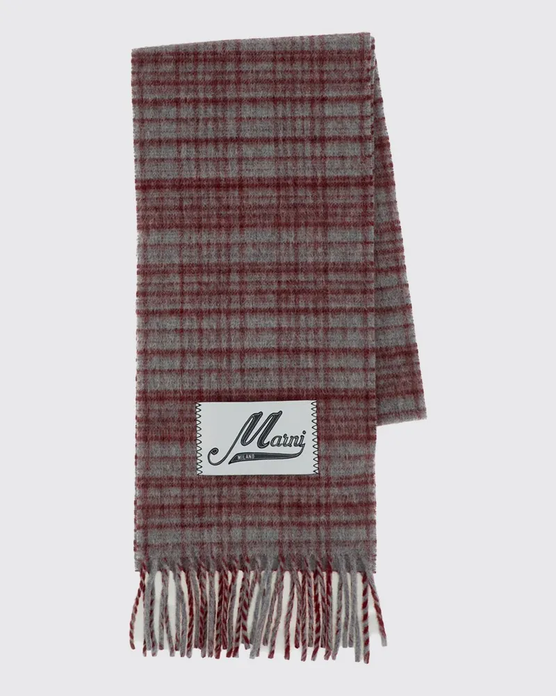 Marni Schal mit Karomuster aus Schurwoll-Alpaka-Mischung mit Logo-Patch Fa01