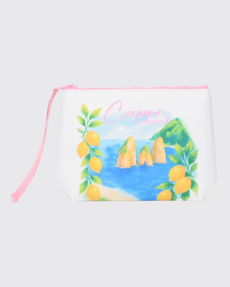 MC2 Saint Barth Aline Pochette aus gestreiftem Polyester Weiss