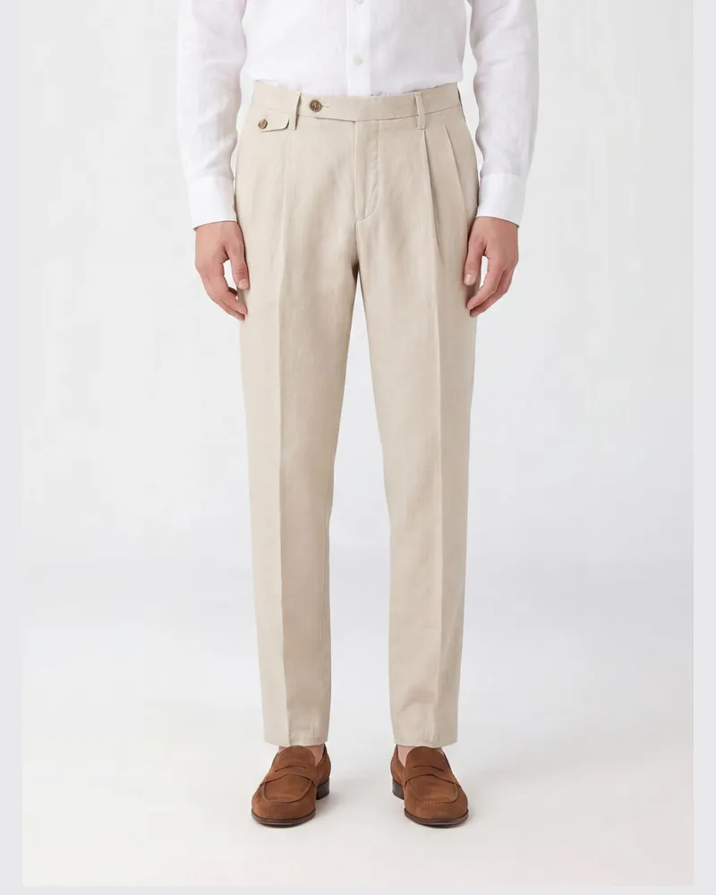 Briglia 1949 Slim Fit Chino-Hose aus einer Baumwoll-Leinen-Mischung Braun