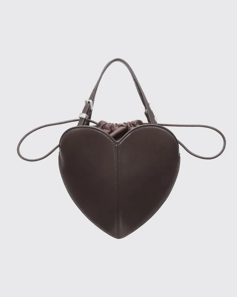 ROTATE Birger Christensen Herzförmige Heart Handtasche aus Leder mit Kordelzug Braun