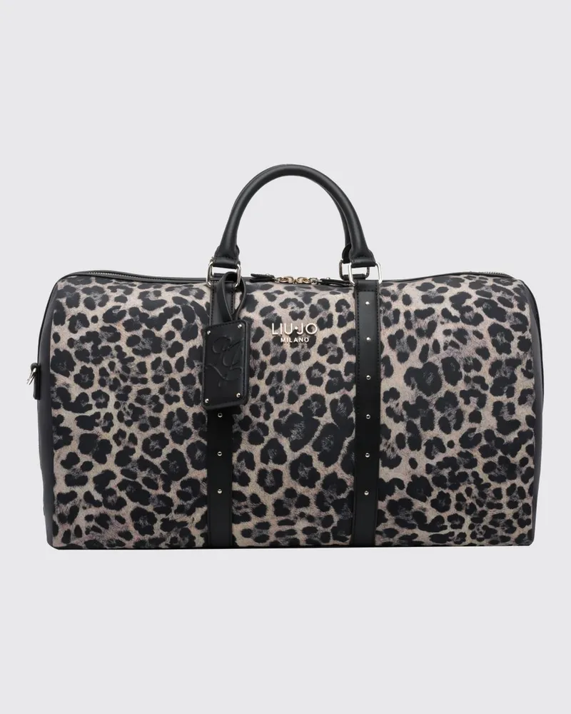 Liu Jo Reisetasche mit Animal-Print, Doppelgriff und Logo-Charm Schwarz