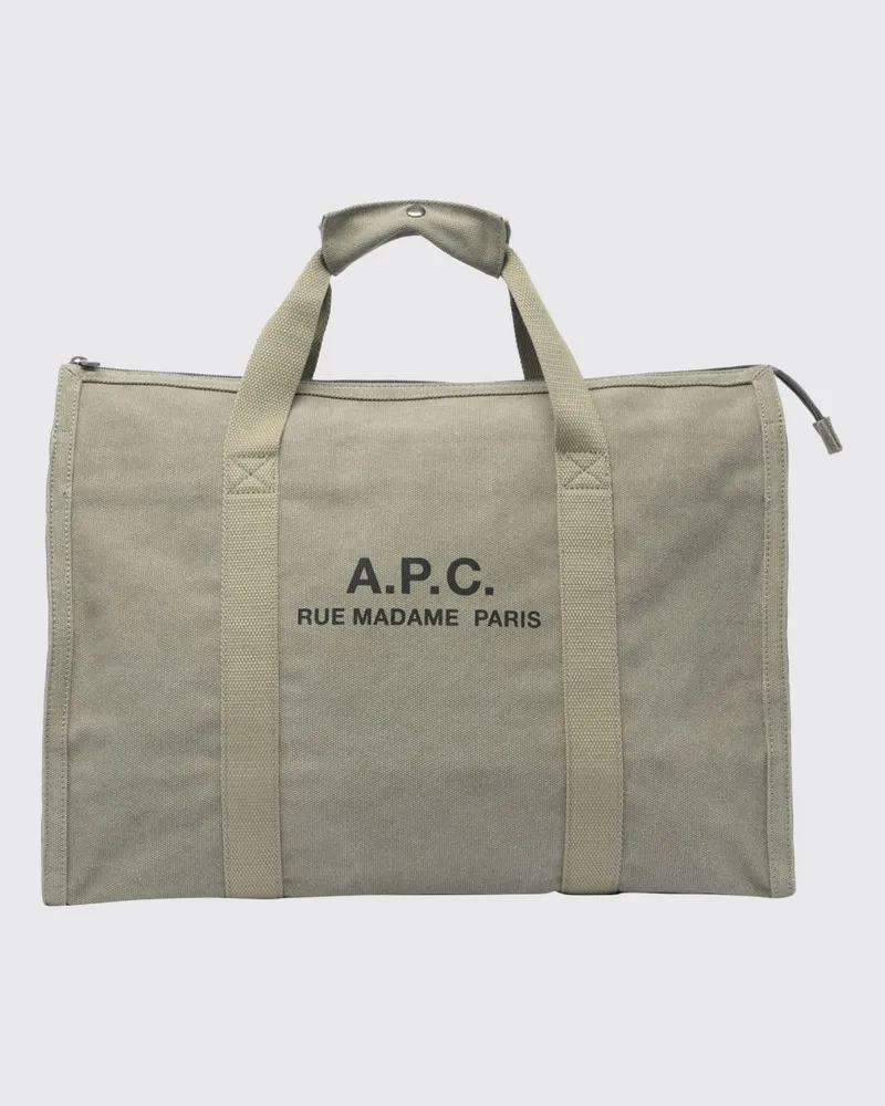 A.P.C. Große Récupération Reisetasche aus Baumwolle mit gedrucktem Logo Grün