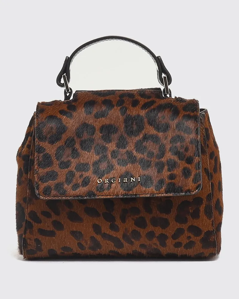 Orciani Sveva Mini-Handtasche aus Ponyfell mit Animal-Print Bunt